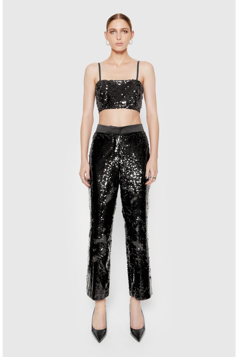 Jane Sequin Ankle Pants, Alternate, color, BLACK