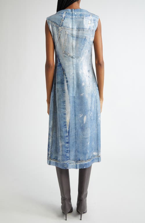 Acne Studios Blue Printed Sequin Midi Dress In Mid Blue Auzzuro