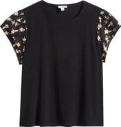 CeCe Eyelet Tiered Ruffle Sleeve Stretch Crepe Top
