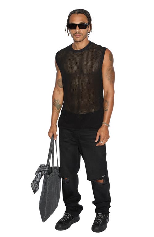 Ksubi Networth Open Knit Cotton Tank In Black
