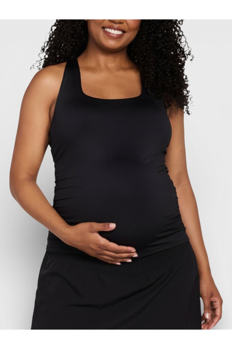 Scoop Neck Racerback Active Tank with Support, Main, color, Black