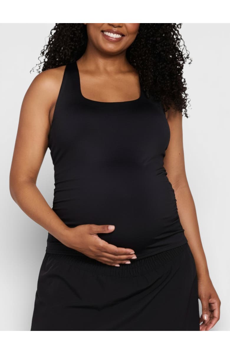 MOTHERHOOD MATERNITY Scoop Neck Racerback Active Tank with Support, Main, color, Black