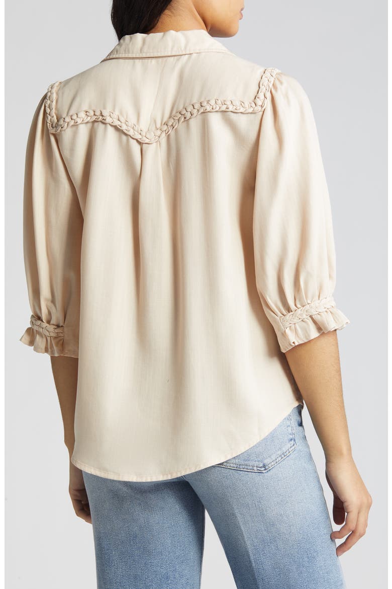 Blouson Sleeve Western Button-Up Shirt, Alternate, color, MACADAMIA