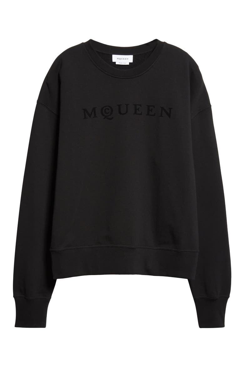 Logo Graphic French Terry Sweatshirt, Alternate, color, BLACK / BLACK