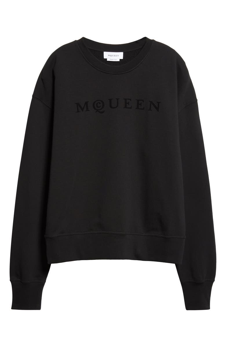 McQueen Logo Graphic French Terry Sweatshirt, Alternate, color, Black / Black