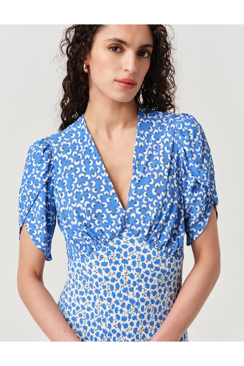 Faye Floral Crepe Midi Dress, Alternate, color, Blue Floral