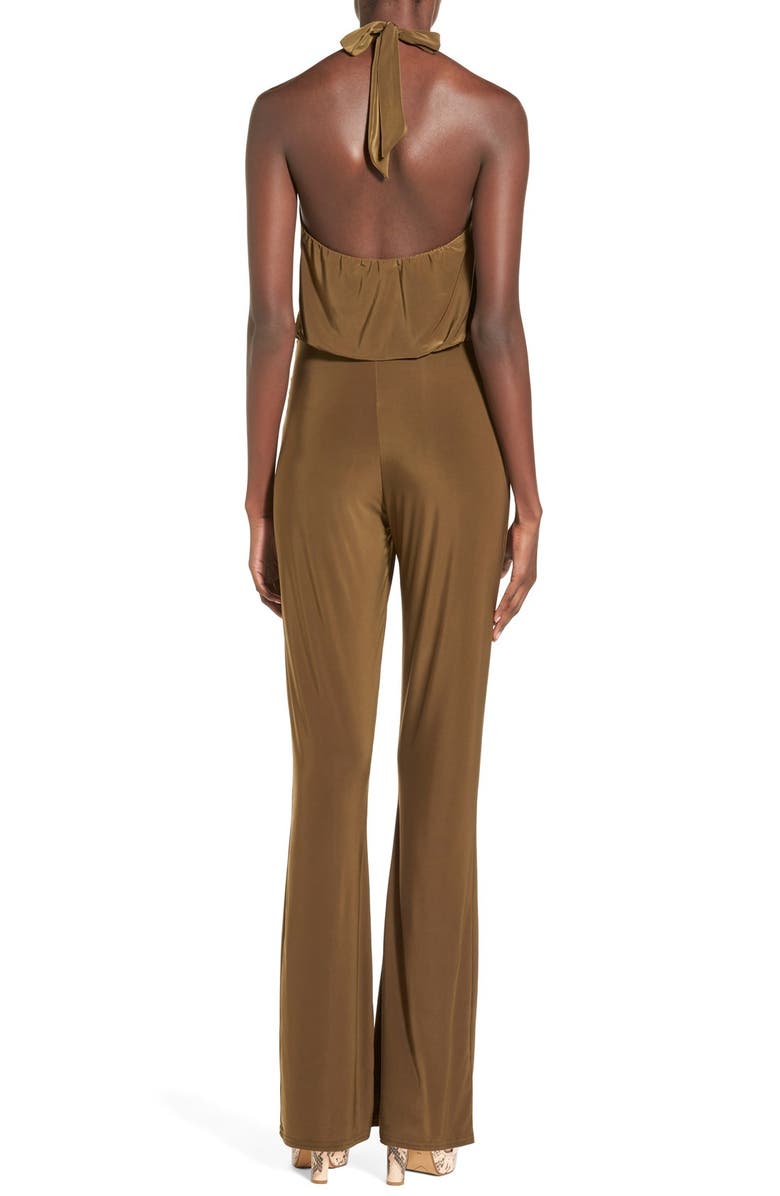 Missguided Split Front Halter Jumpsuit, Alternate, color, 
