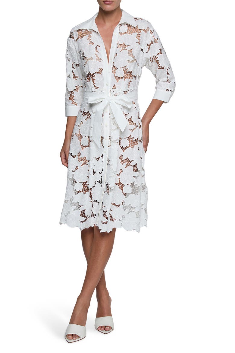 May Tie Waist Lace Midi Dress, Main, color, IVORY