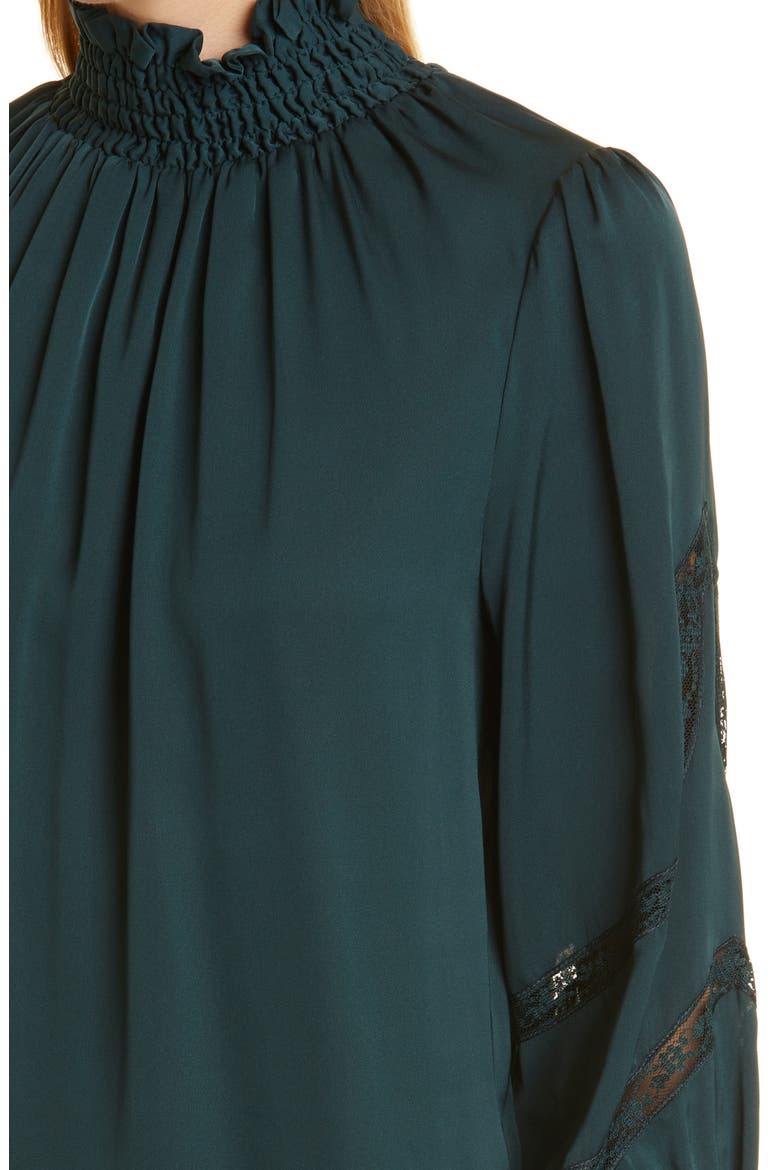 Elsie Stretch Silk Blouse, Alternate, color, PINE