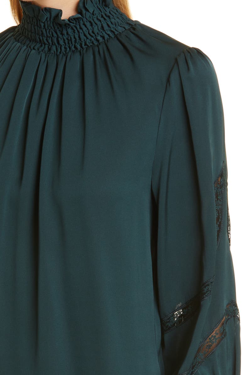 KOBI HALPERIN Elsie Stretch Silk Blouse, Alternate, color, Pine