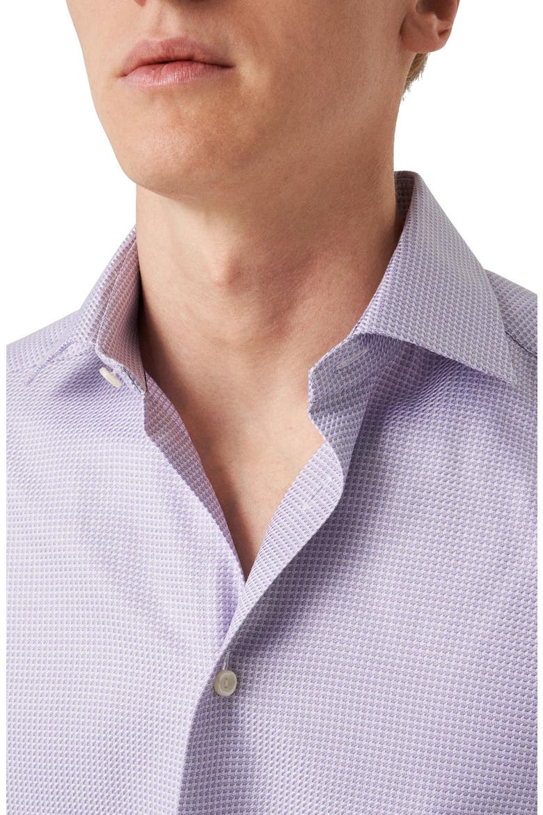 Contemporary Fit Microcheck Organic Cotton Dress Shirt, Alternate, color, LIGHT PASTEL PURPLE