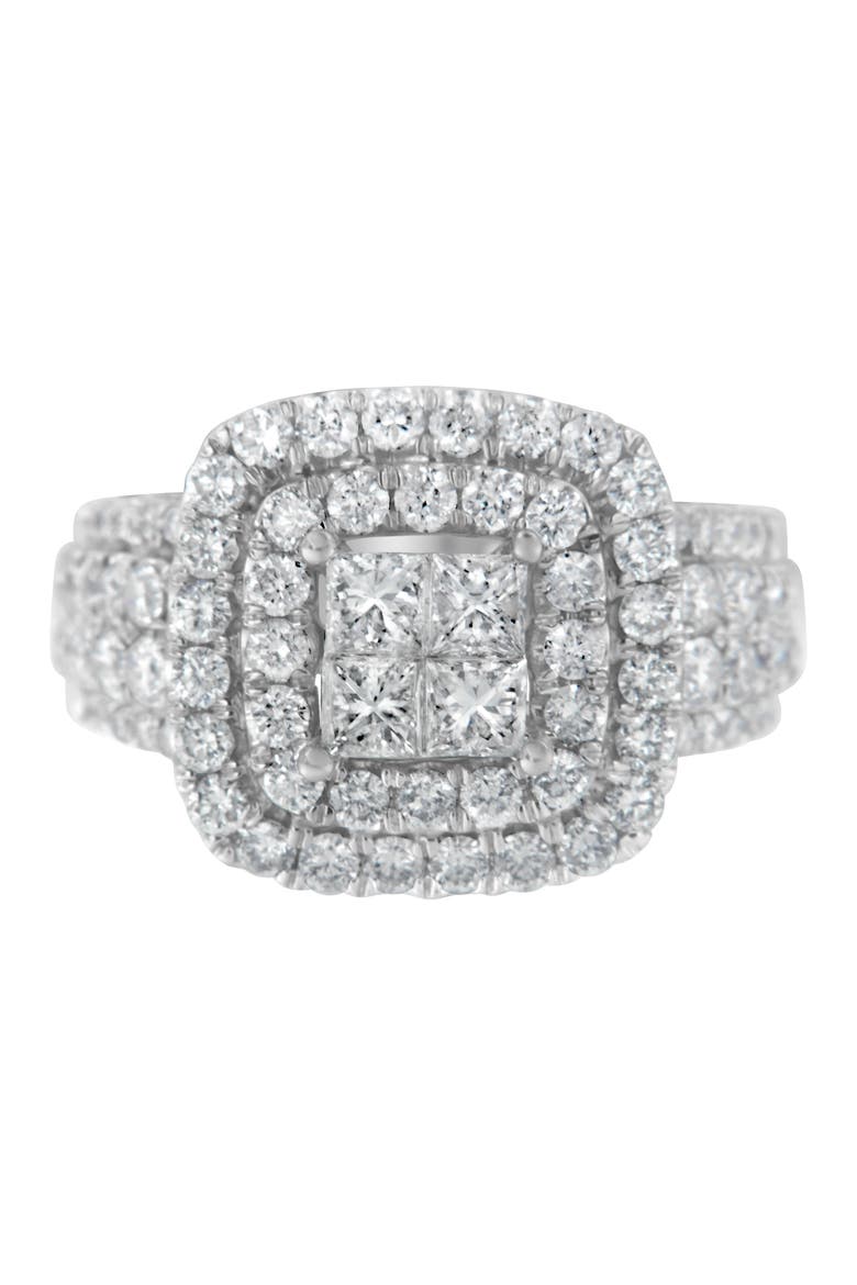 14KT White Gold 2 1/4 Cttw Round and Princess Diamond Ring, Main, color, White Gold