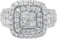 Haus of Brilliance 14KT White Gold 2 1/4 Cttw Round and Princess Diamond Ring