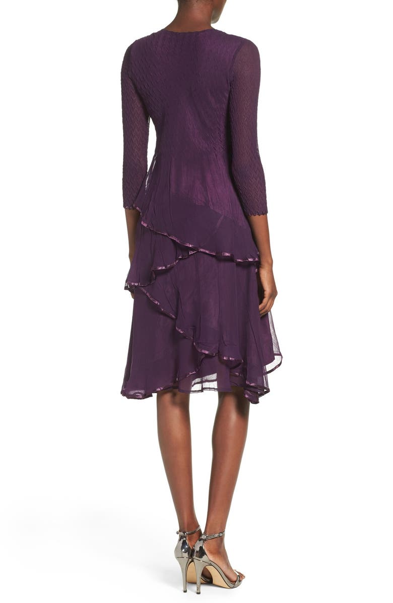 Komarov Embellished Tiered Chiffon A-Line Dress, Alternate, color,