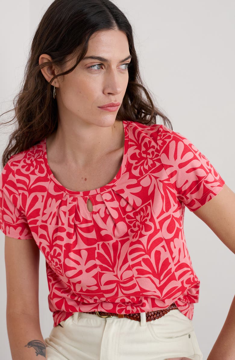 Seasalt Cornwall Appletree Keyhole T-Shirt, Alternate, color, Collage Seaweed Pink Sky