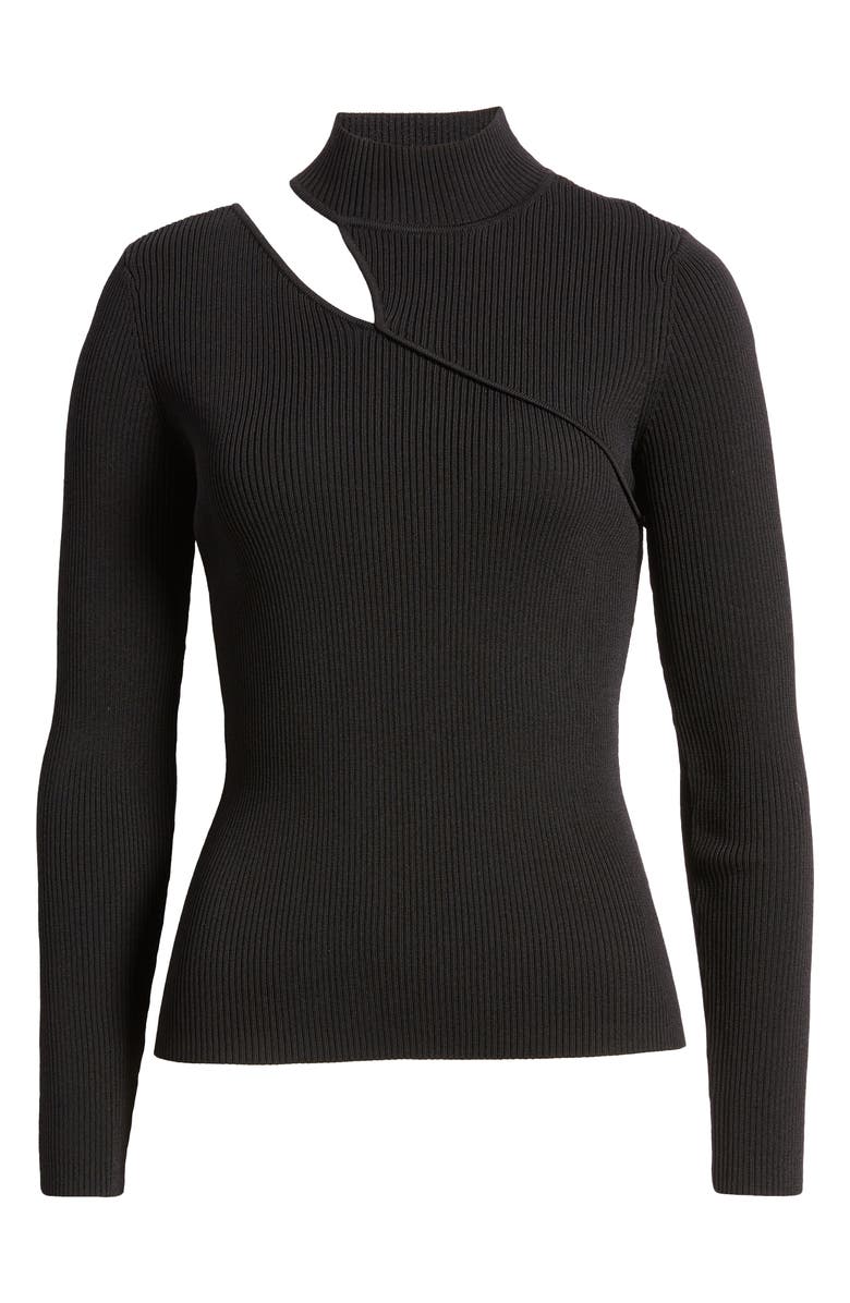 Halogen<sup>®</sup> Shoulder Cutout Rib Mock Neck Sweater, Alternate, color,