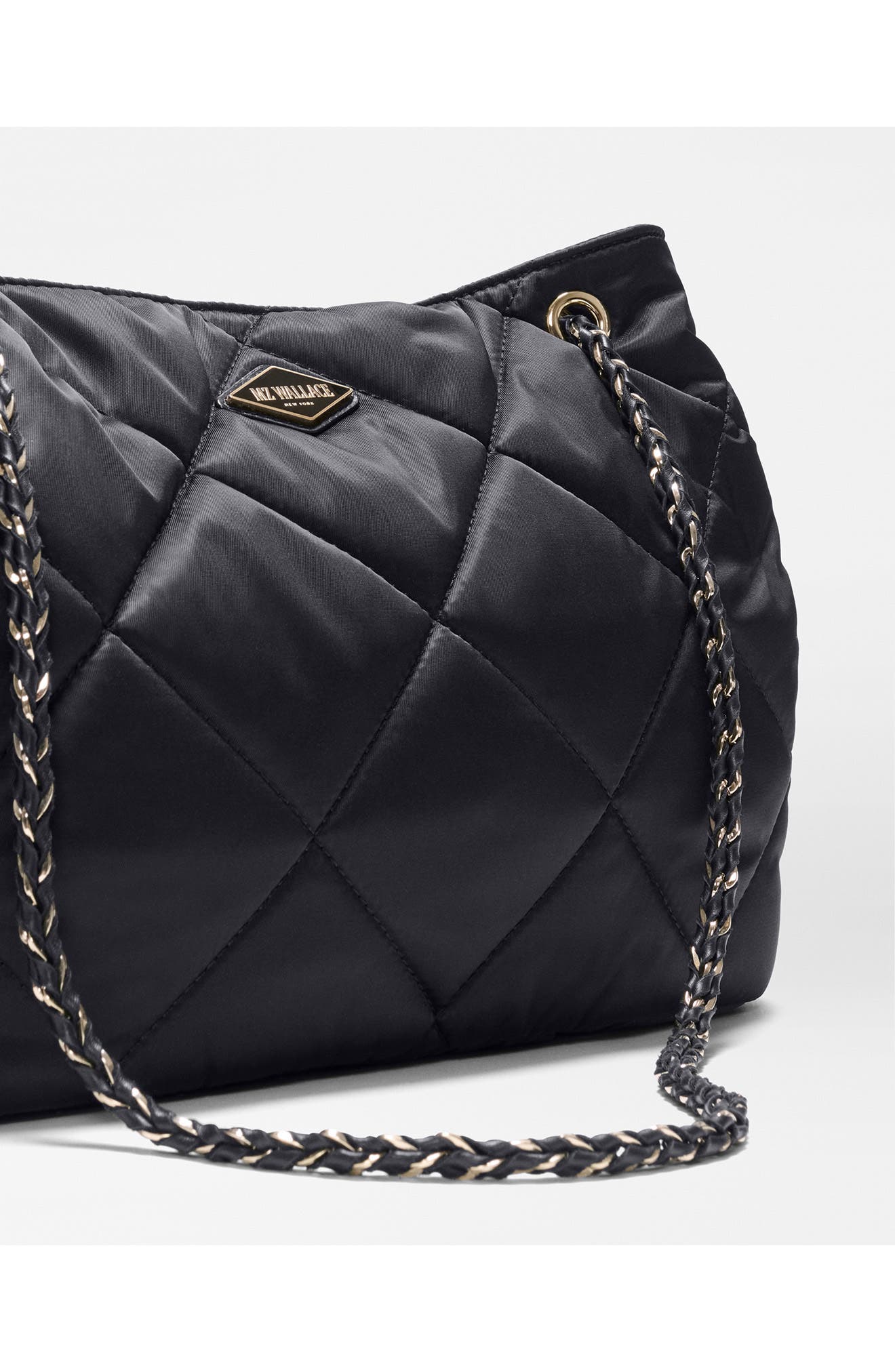 Small Frankie Quilted Tote, Alternate, color, BLACK