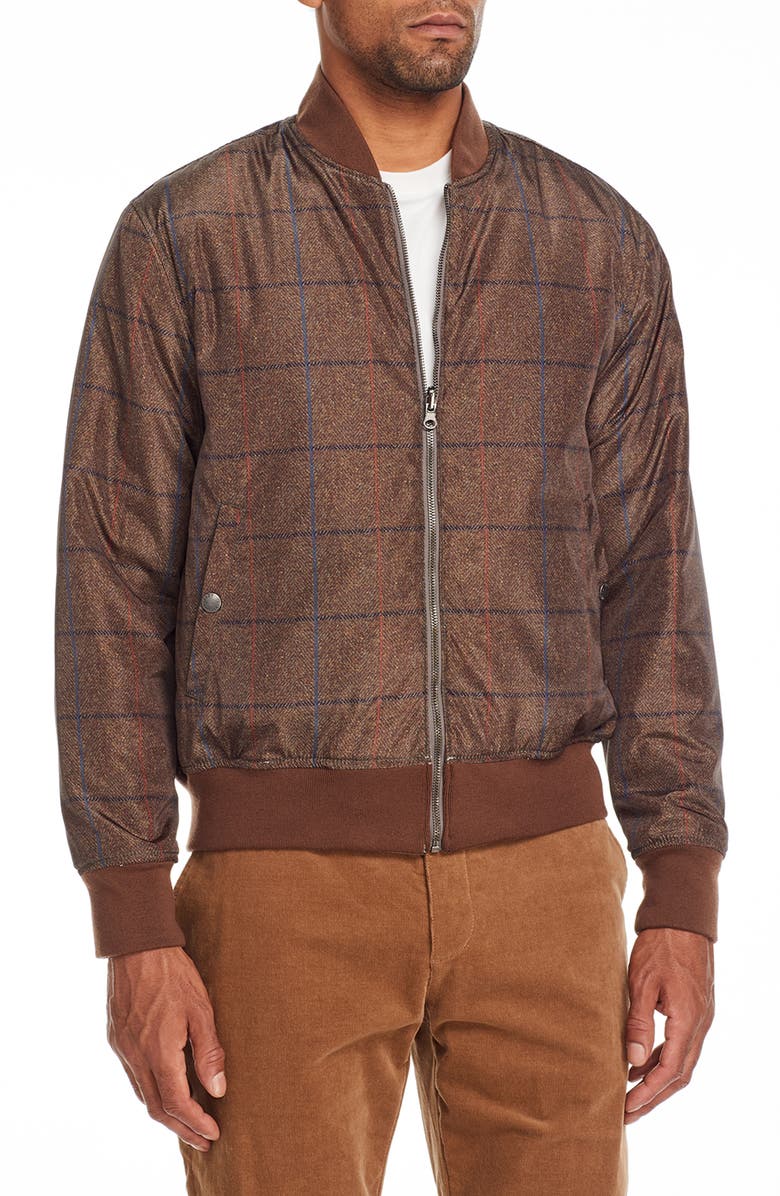 Brooklyn Brigade Herringbone Reversible Bomber Jacket, Alternate, color, Brown
