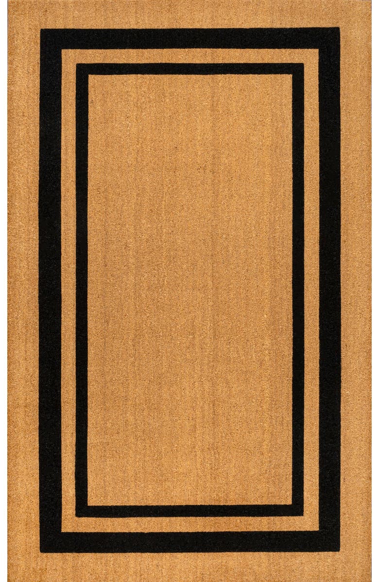 JONATHAN Y Peater Classic Casual Commerical Natural Coir Mat Indoor/Outdoor, Alternate, color, Natural Black Border