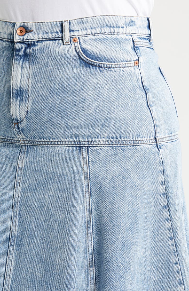Marina Rinaldi Fascia Pleated A-LIne Denim Skirt, Alternate, color,