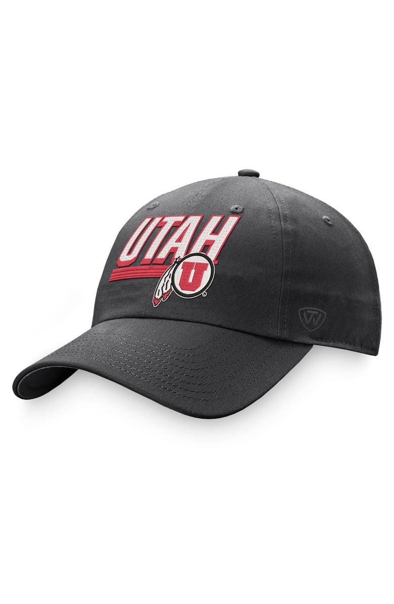 TOP OF THE WORLD Men's Top of the World Charcoal Utah Utes Slice Adjustable Hat, Main, color, 