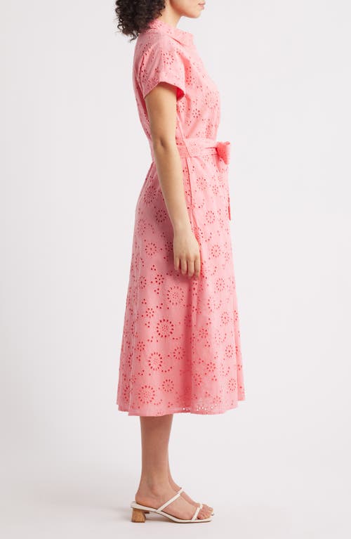 Caslonr Caslon(r) Eyelet Embroidery Cotton Shirtdress In Pink Geranium