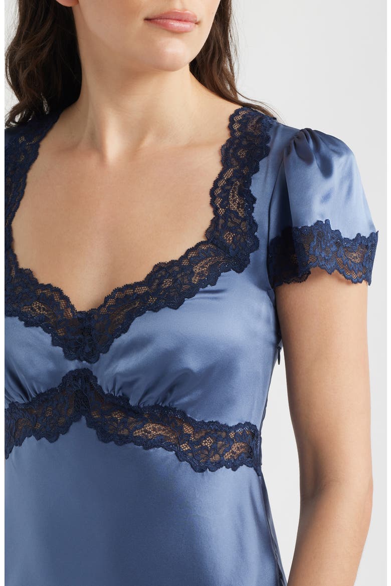 Romi Lace Detail Silk Minidress, Alternate, color, CORNFLOWER