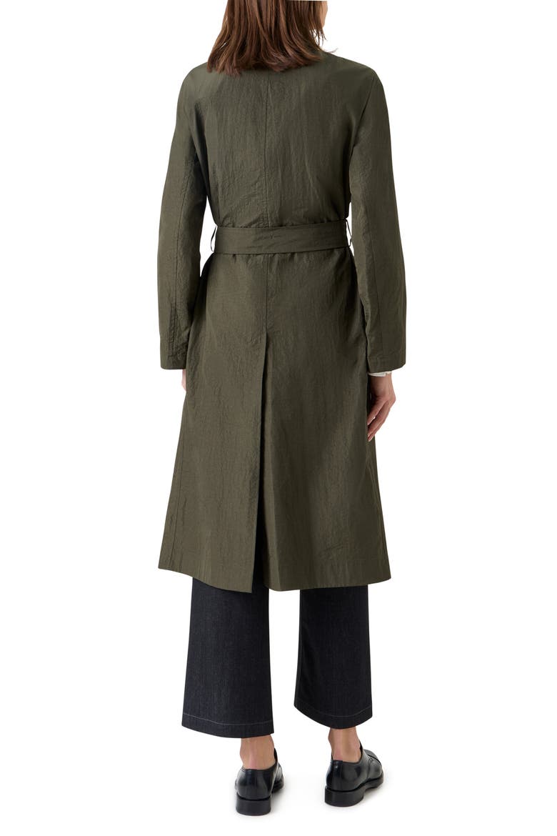 Crinkled Parachute Taffeta Trench Coat, Alternate, color, OLIVE