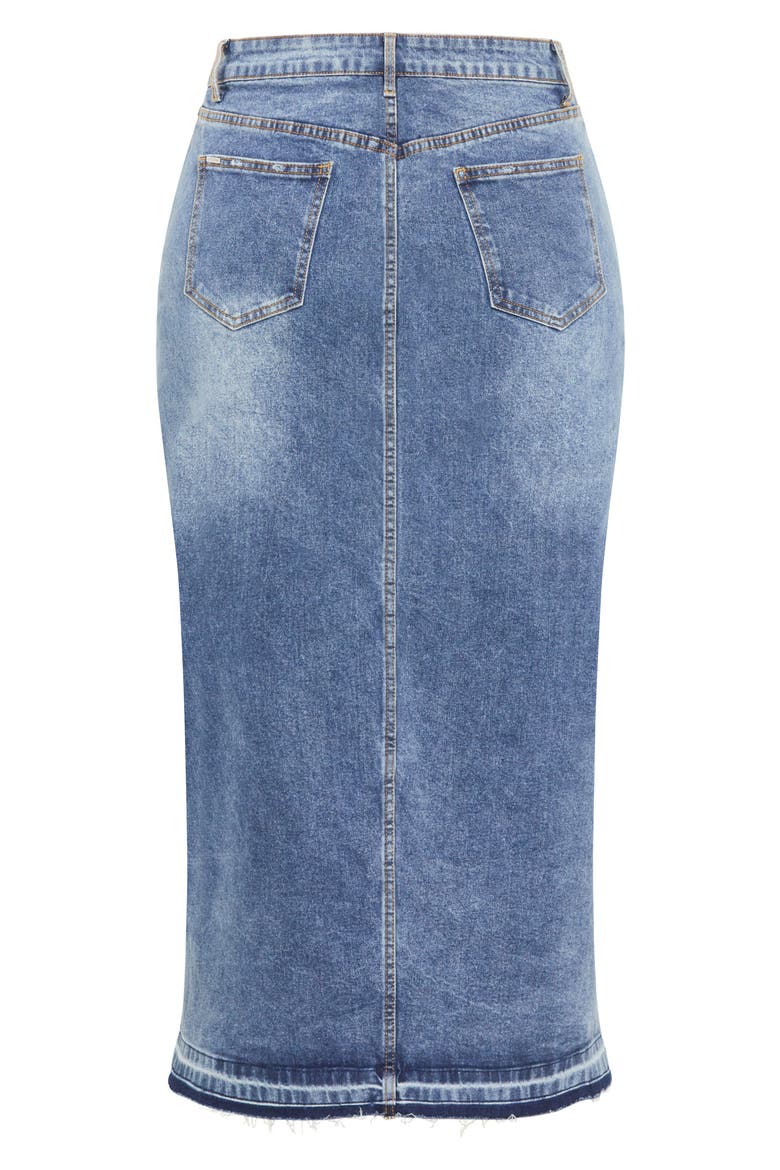 Hallie Raw Hem Denim Pencil Skirt, Alternate, color, LIGHT DENIM
