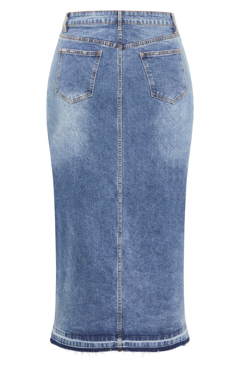 City Chic Hallie Raw Hem Denim Pencil Skirt, Alternate, color,