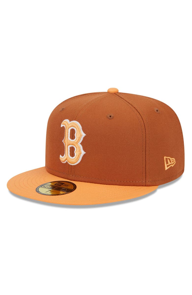 New Era Men's New Era Brown/Orange Boston Red Sox Spring Color Basic Two-Tone 59FIFTY Fitted Hat, Main, color, 