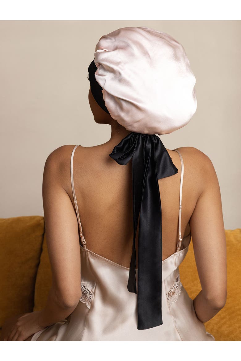 Women's Silk Casual Bonnet with Long Ribbons, Alternate, color, Pink