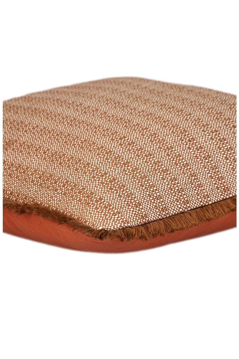 Fringe Trim Square Accent Pillow, Alternate, color, BROWN