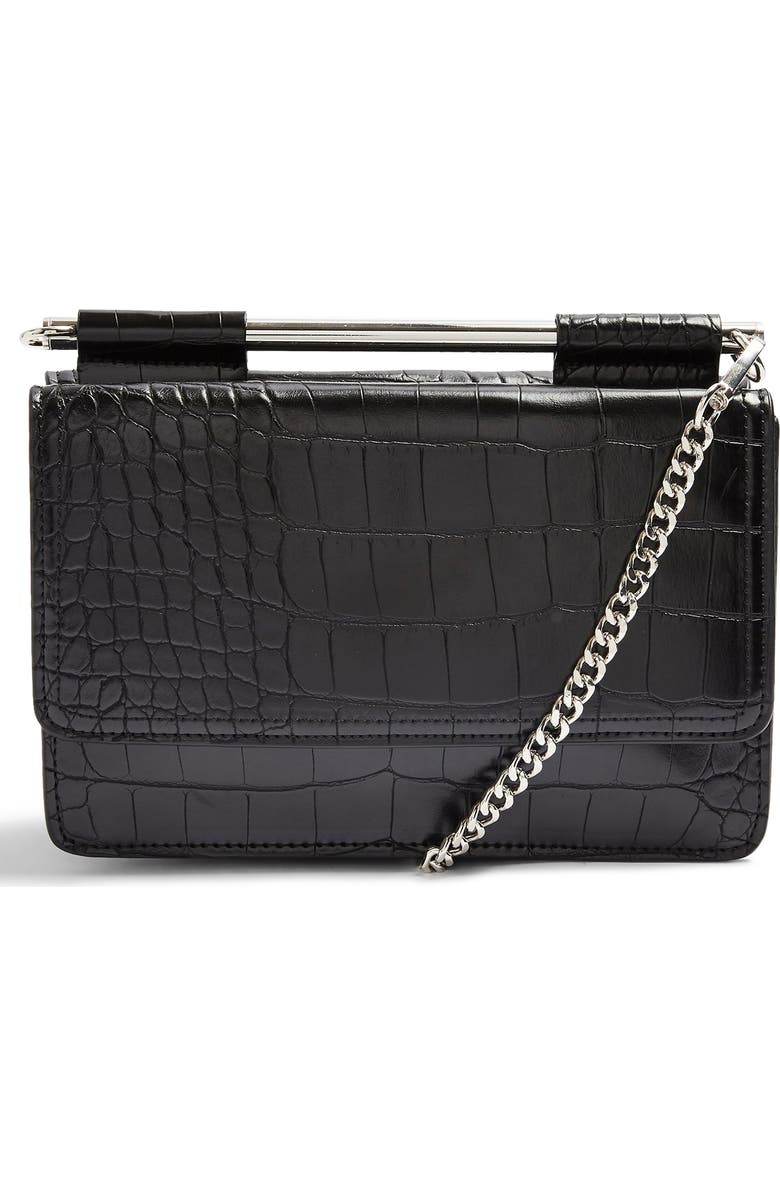 Topshop Embossed Faux Leather Crossbody Bag, Main, color,