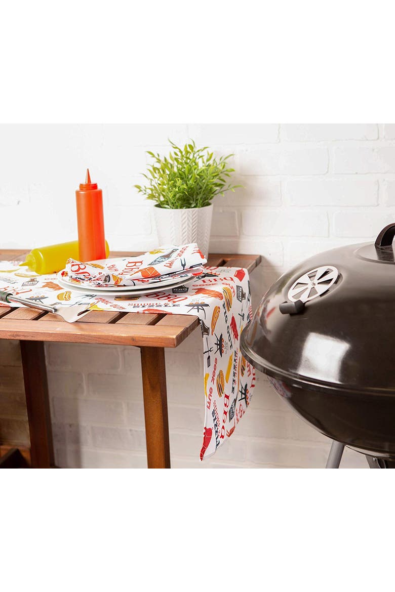 BBQ Fun Print Outdoor Table Runner, Alternate, color, BBQ Fun Print