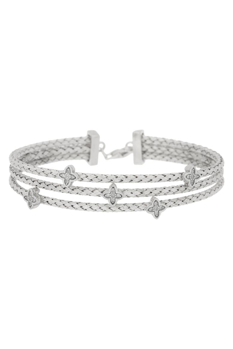 Diamond Three-Row Braided Bracelet - 0.06ct., Main, color, WHITE