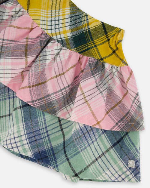 Deux Par Deux Two-tiered Flannel Skirt In Multi