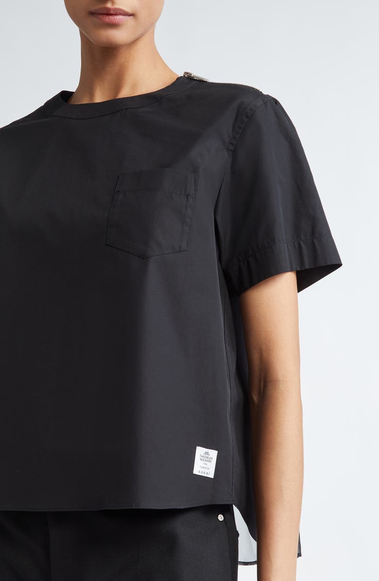 Sacai x Thomas Mason Stripe Mixed Media Top, Alternate, color, 