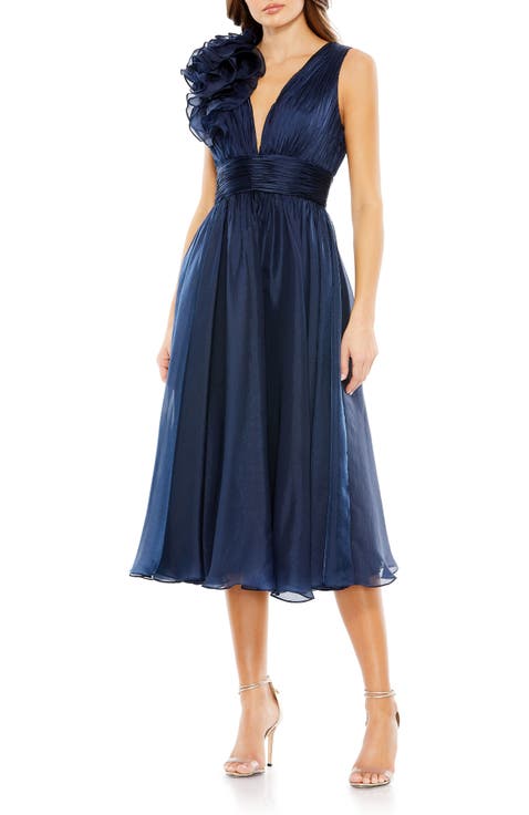 Sleeveless Chiffon A-Line Tea Length Cocktail Dress