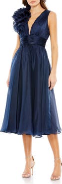 Mac Duggal Sleeveless Chiffon A-Line Tea Length Cocktail Dress