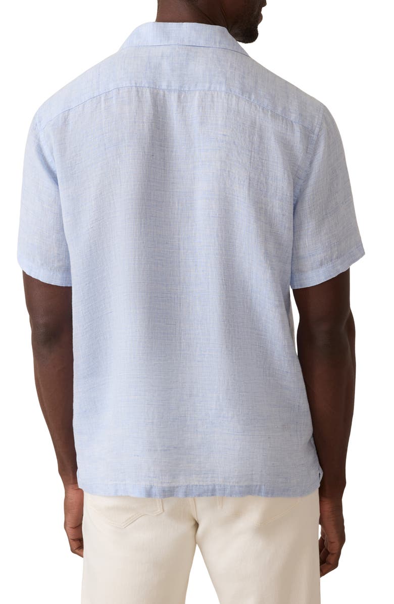 Faherty Reserve Basque Linen Camp Shirt, Alternate, color, Light Blue Melange