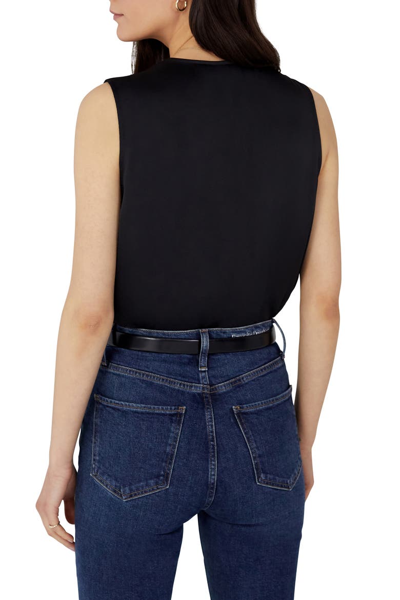 The Date Sleeveless Wrap Bodysuit, Alternate, color, BLACK