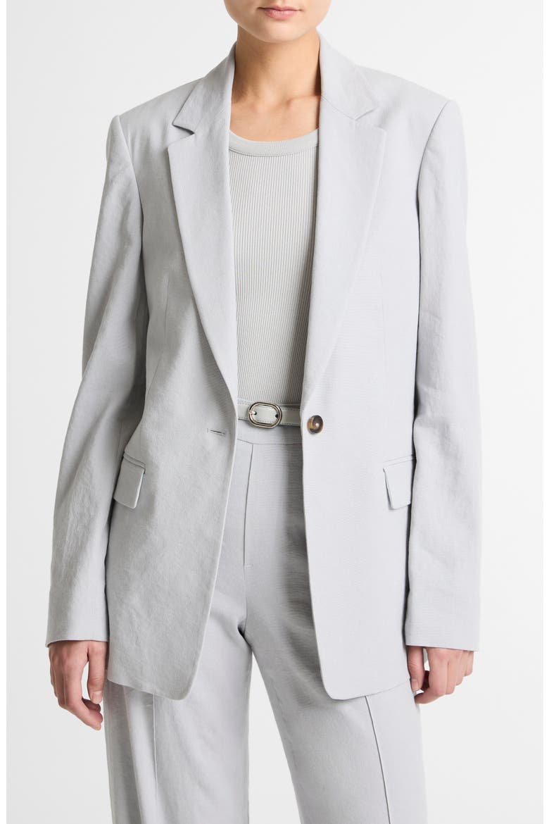 One-Button Linen Blend Blazer, Main, color, BAY MIST