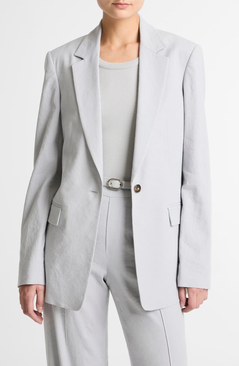 Vince One-Button Cotton & Modal Blazer, Main, color, Bay Mist