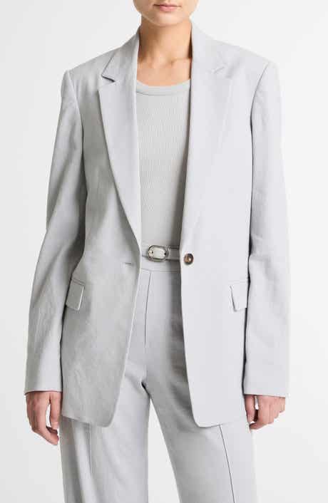 One-Button Linen Blend Blazer