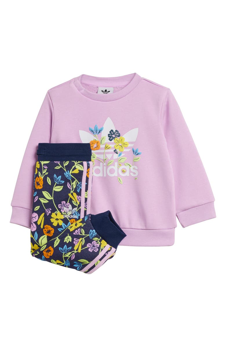 adidas Lifestyle Crewneck Sweatshirt & Joggers Set, Main, color, 