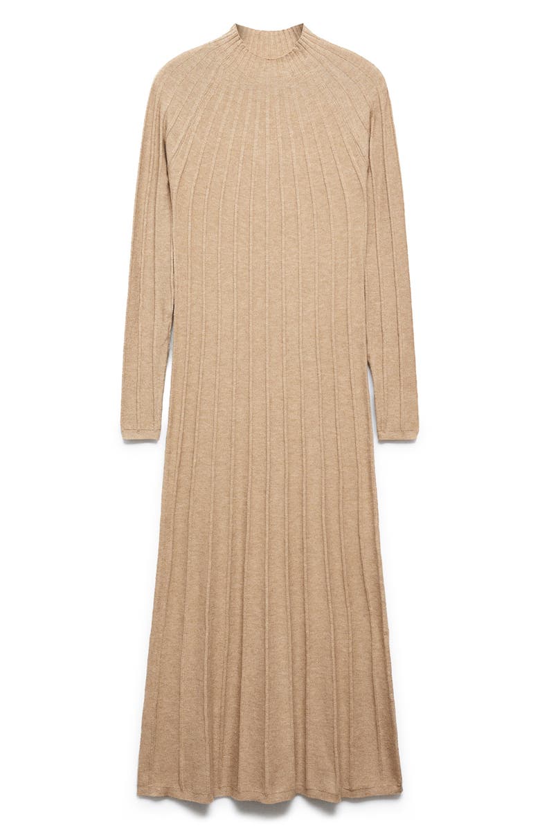 MANGO Long Sleeve Funnel Neck Rib Sweater Dress, Alternate, color, 