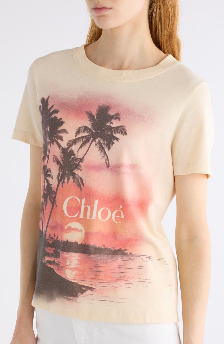 Chloé Sunset Cotton Jersey Graphic T-Shirt, Alternate, color, Blondie Yellow