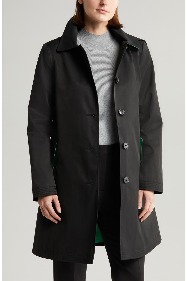 Cotton Blend Coat with Removable Hood, Alternate, color, BLACK