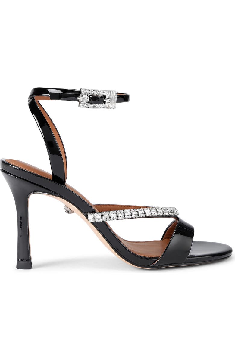 Kurt Geiger London Crystal Embellished Patent Ankle Strap Sandal, Main, color, Black